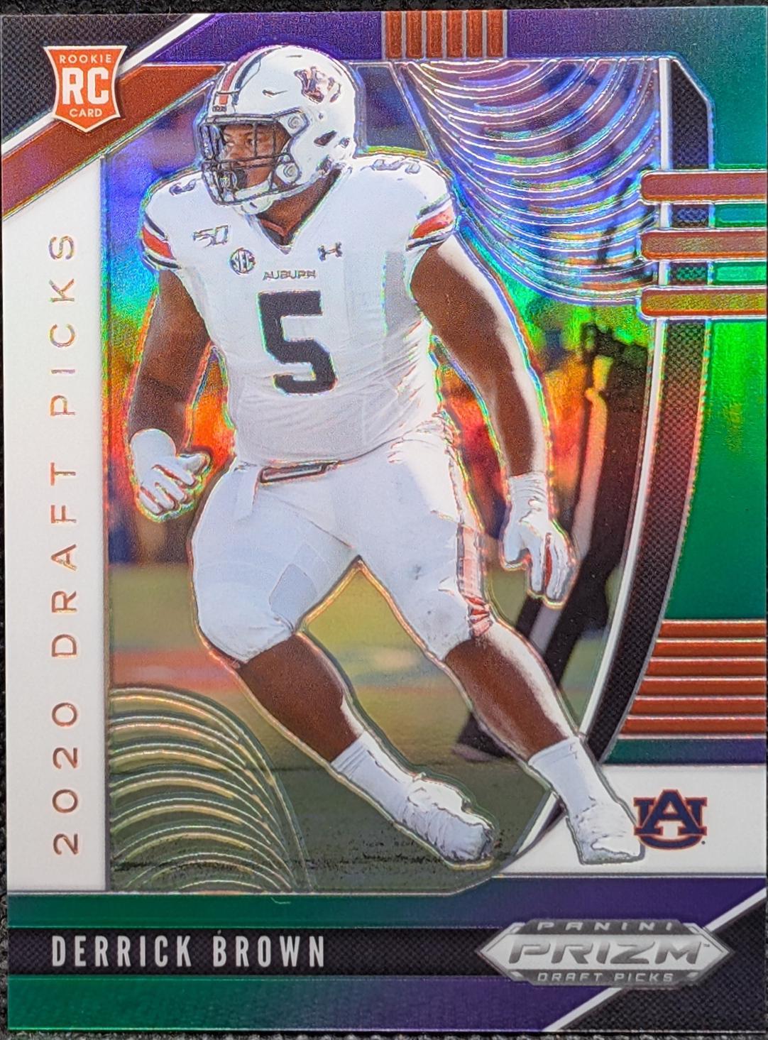Derrick Brown [Purple, Green Prizm] #155
