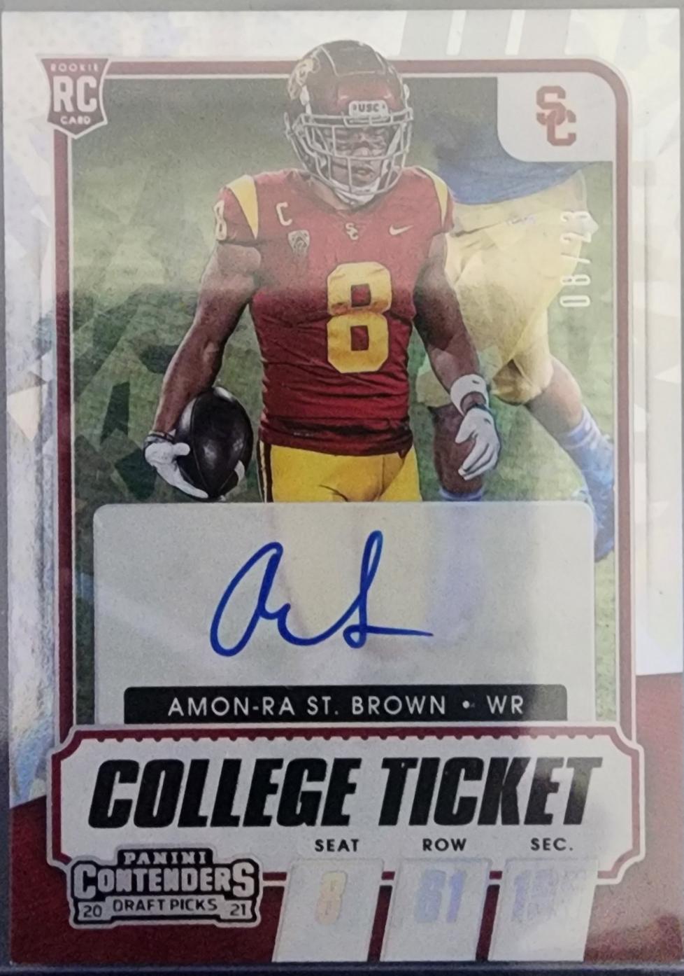 Amon Ra St. Brown [Autograph Cracked Ice Ticket] #118