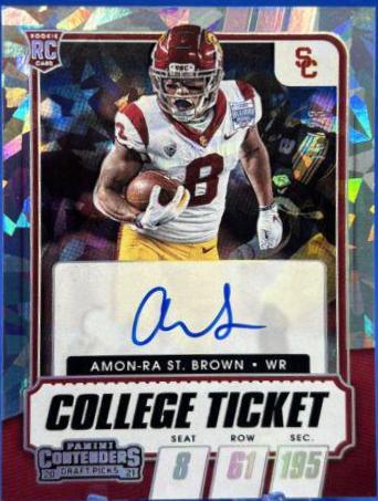 Amon Ra St. Brown [Autograph Cracked Ice Ticket] #118C