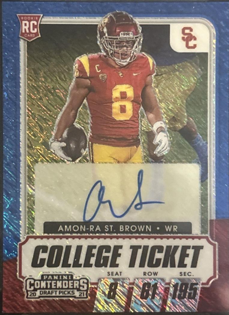 Amon Ra St. Brown [Autograph Premium Blue Shimmer] #118