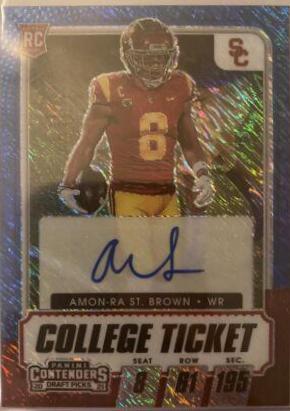 Amon Ra St. Brown [Autograph Premium Blue Shimmer] #118C