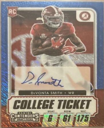 DeVonta Smith [Autograph Premium Blue Shimmer] #107