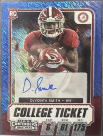 DeVonta Smith [Autograph Premium Blue Shimmer] #107C
