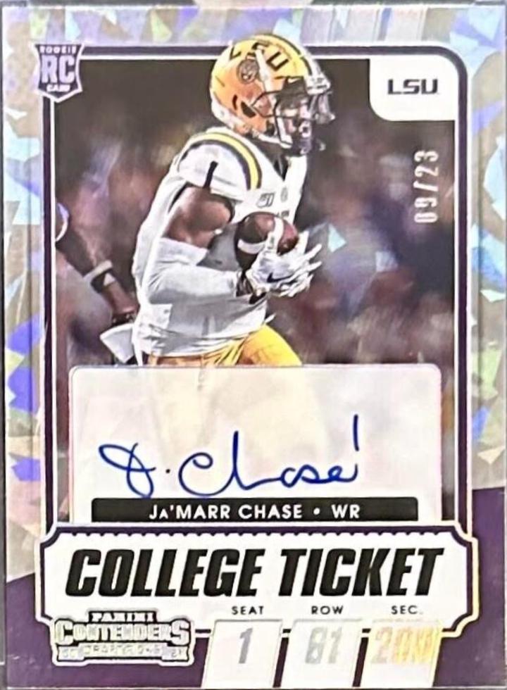 Ja'Marr Chase [Autograph Cracked Ice Ticket] #115