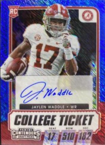 Jaylen Waddle [Autograph Premium Blue Shimmer] #110