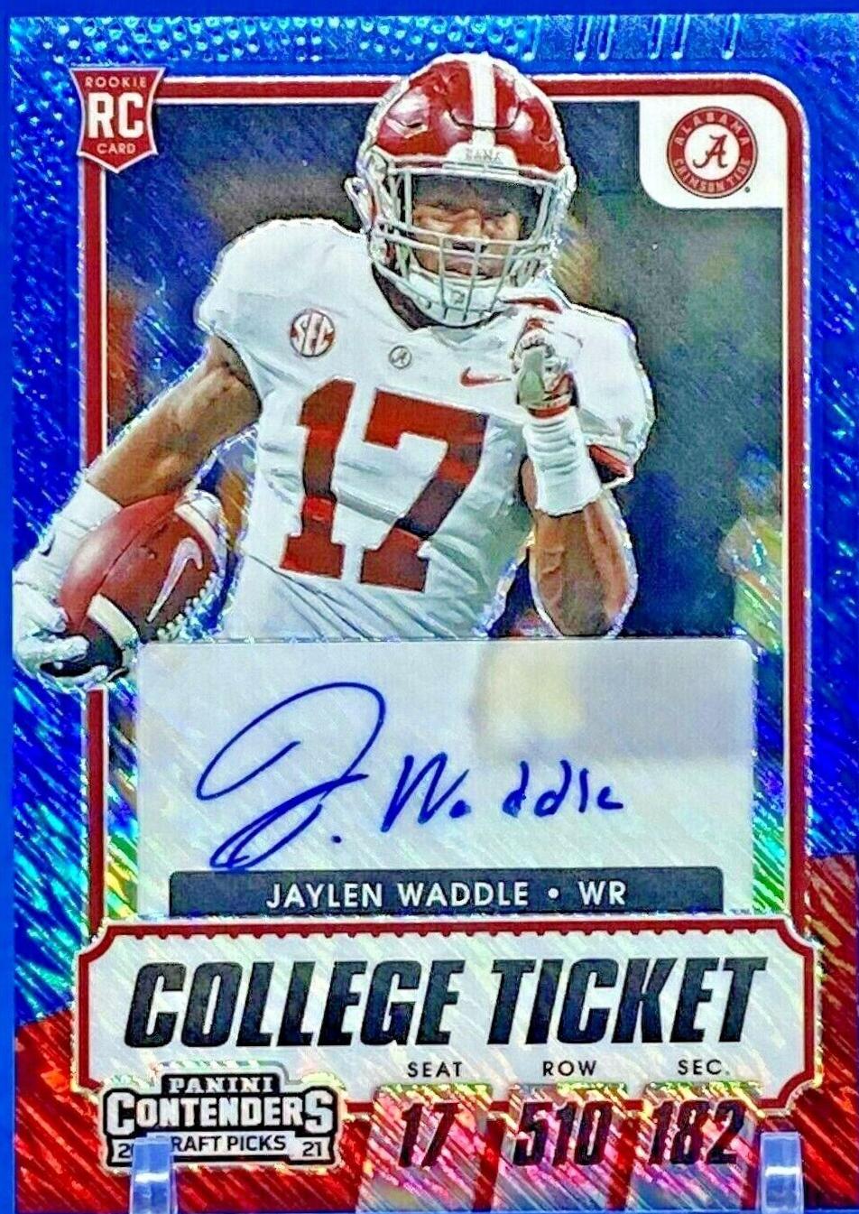 Jaylen Waddle [Autograph Premium Blue Shimmer] #110C