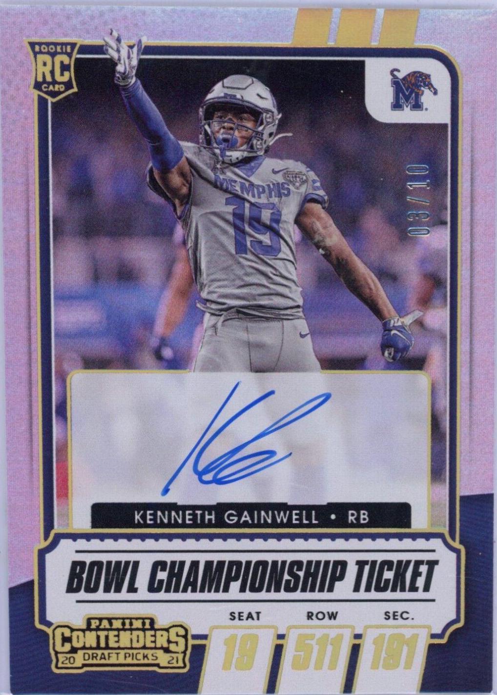 Kenneth Gainwell [Autograph Bowl Championship Ticket] #108