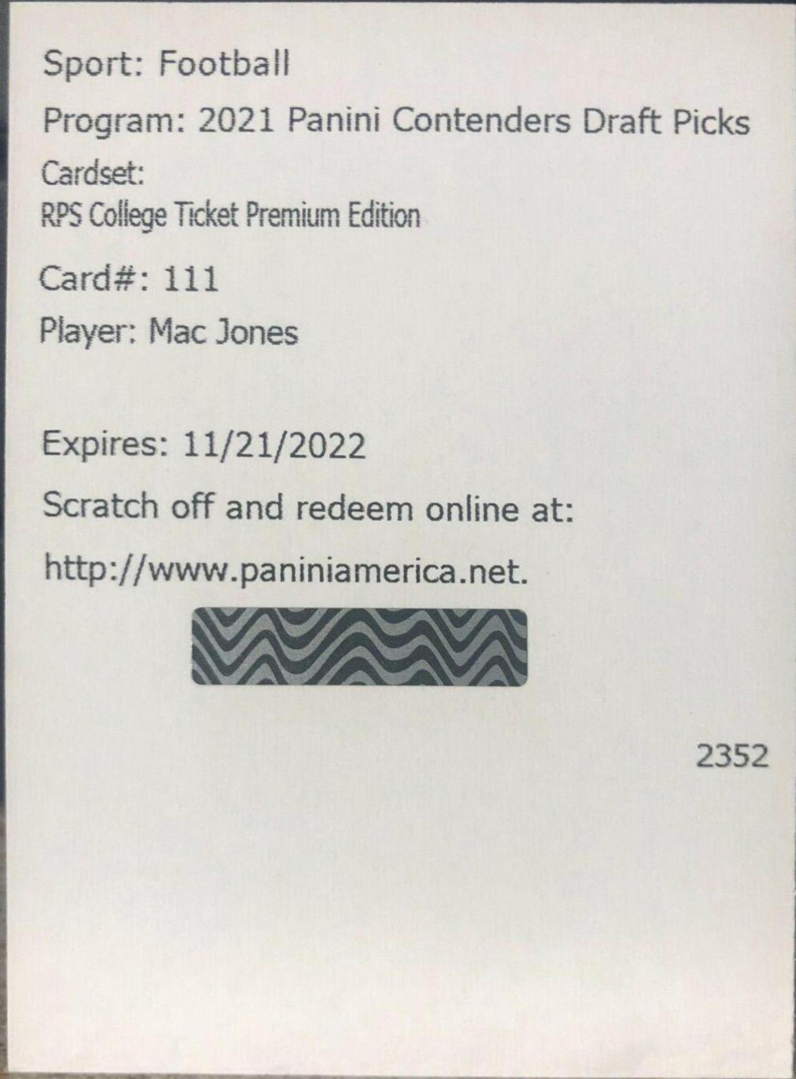 Mac Jones [Autograph Premium] #111