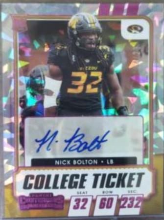 Nick Bolton [Autograph Cracked Ice Ticket] #159