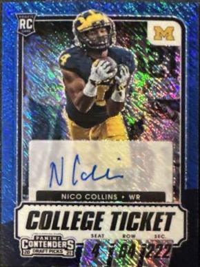 Nico Collins [Autograph Premium Blue Shimmer] #106