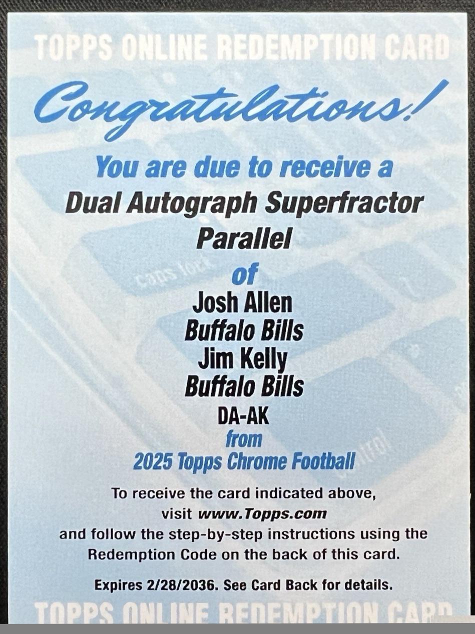 Josh Allen / Jim Kelly [Superfractor] #DA-AK