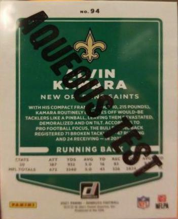 Alvin Kamara [No Helmet Aqueous Test] #94