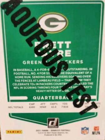 Brett Favre [No Helmet Aqueous Test] #156