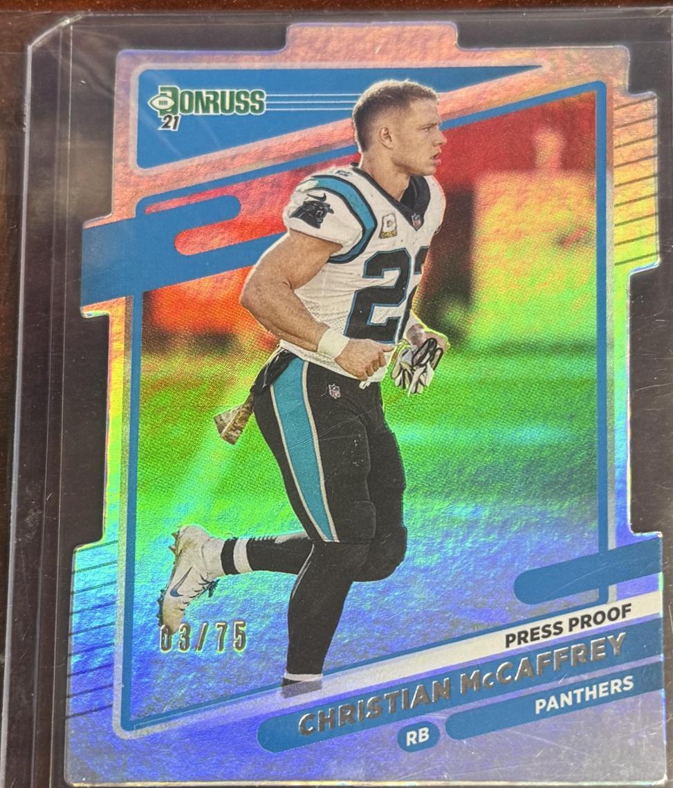 Christian McCaffrey [No Helmet Press Proof Silver Die Cut] #219