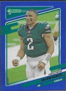 Jalen Hurts [No Helmet Press Proof Blue] #108