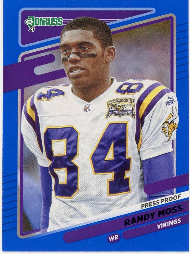 Randy Moss [No Helmet Press Proof Blue] #128
