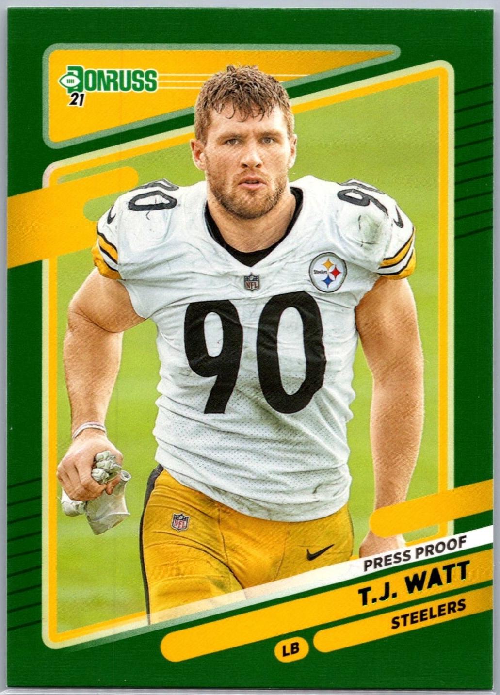 T. J. Watt [No Helmet Press Proof Green] #22