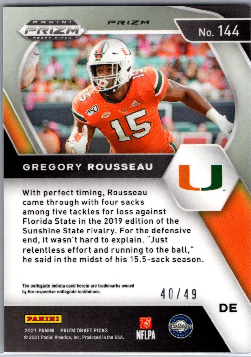 Greg Rousseau [Orange Pulsar Prizm] #144
