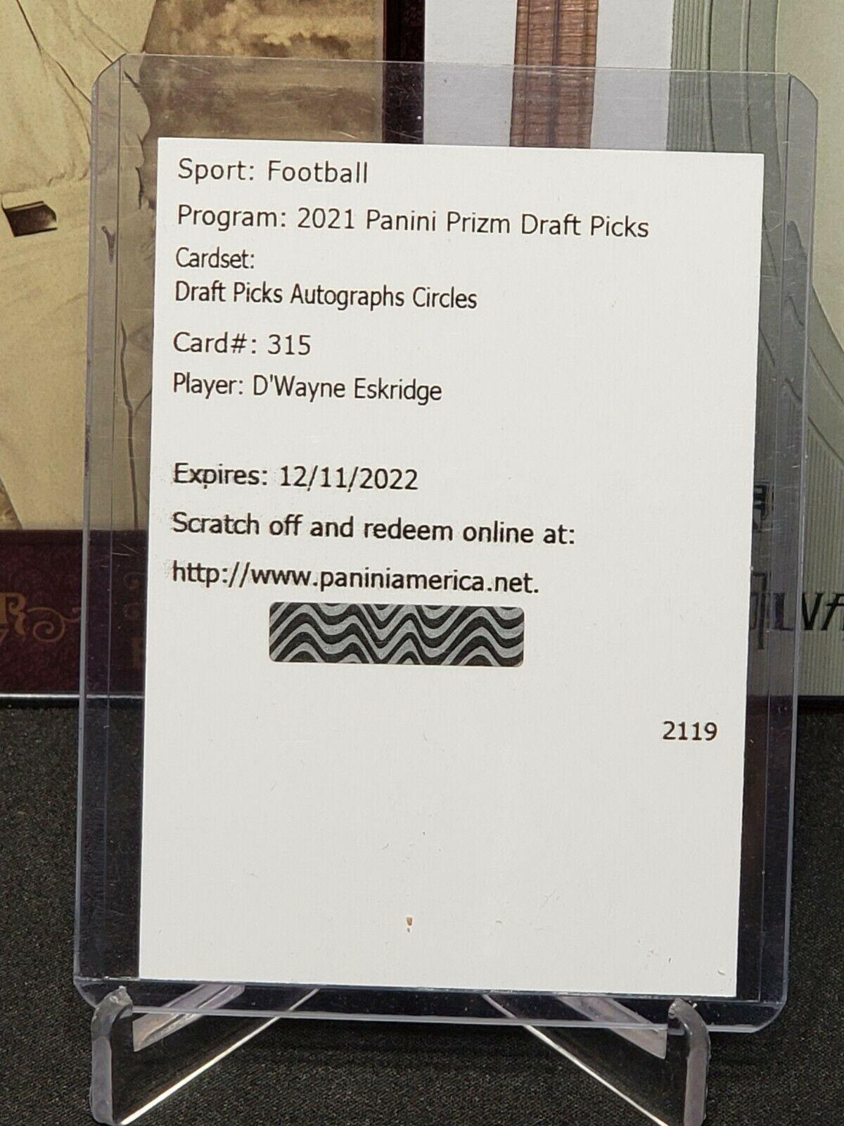 D'Wayne Eskridge [Circles Prizm] #DPA-DWE