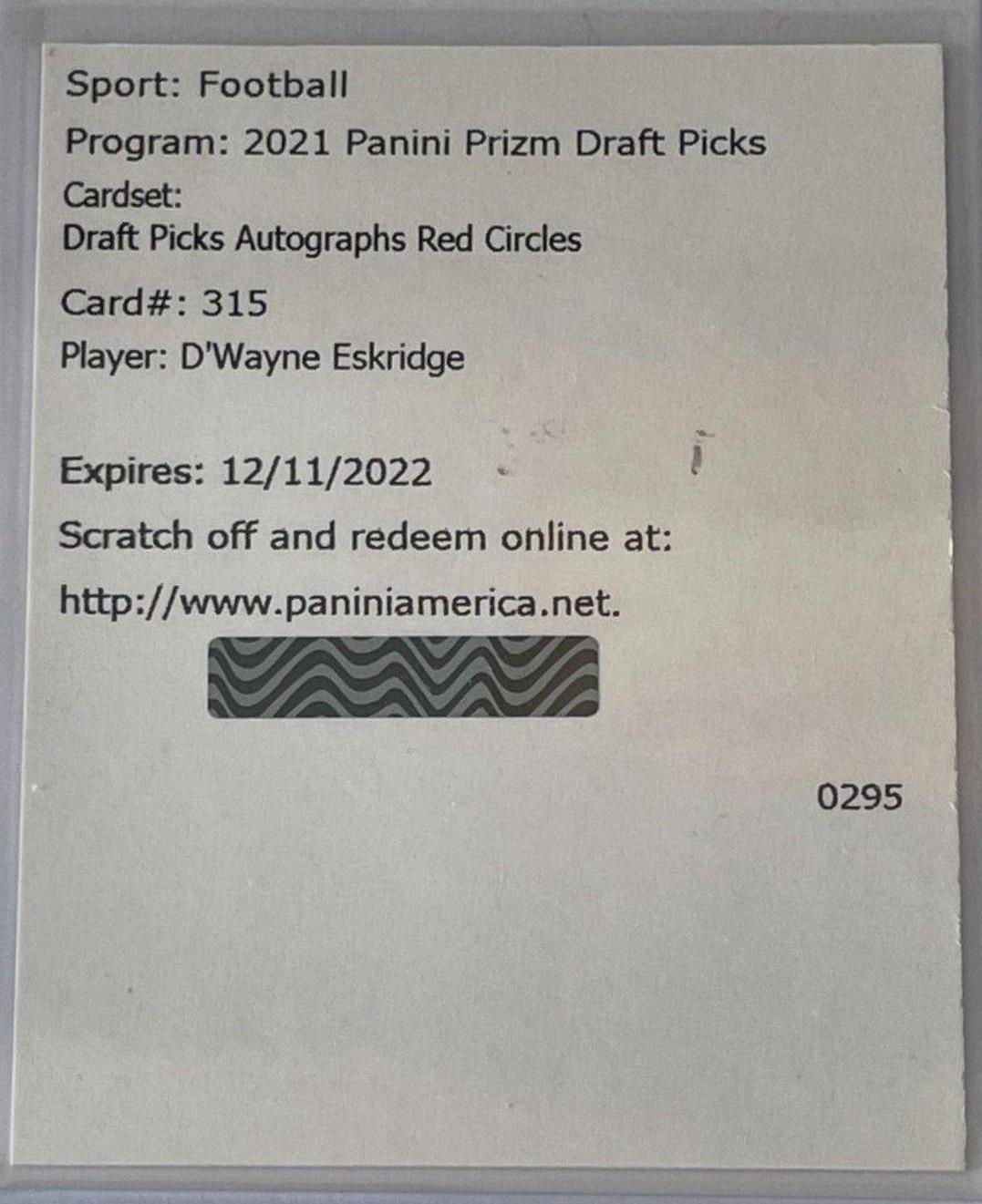 D'Wayne Eskridge [Red Circles Prizm] #DPA-DWE