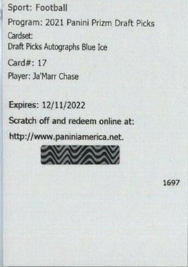 Ja'Marr Chase [Blue Ice Prizm] #DPA-JMC