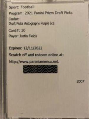 Justin Fields [Purple Ice Prizm] #DPA-JFI
