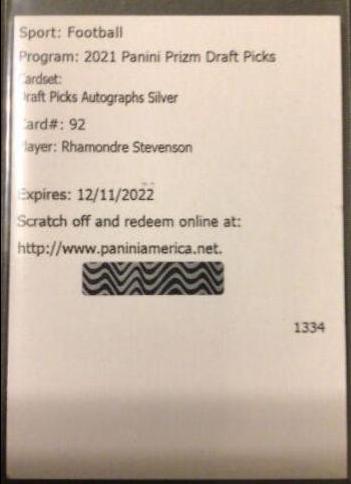 Rhamondre Stevenson [Silver Prizm] #DPA-RST