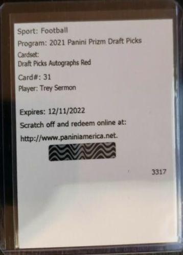 Trey Sermon [Red Prizm] #DPA-TSE