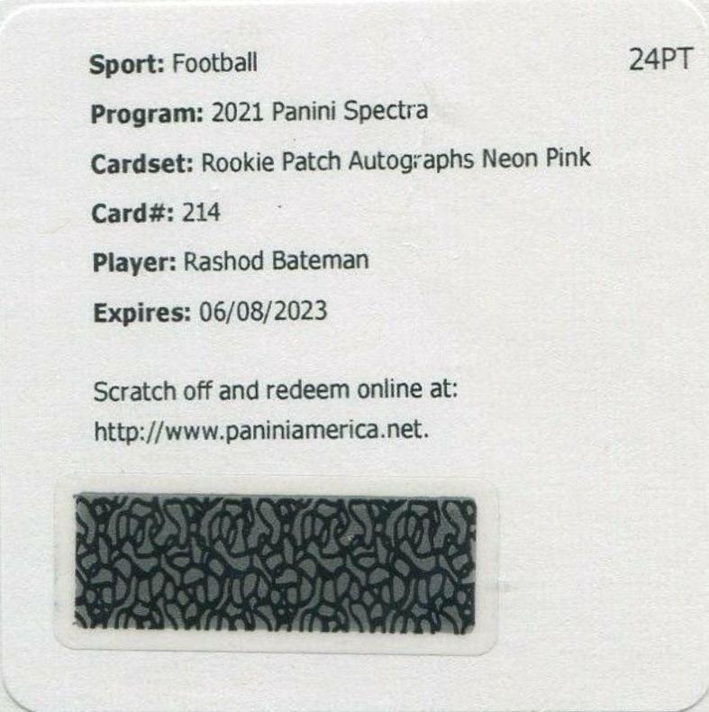 Rashod Bateman [Patch Autograph Neon Pink] #214