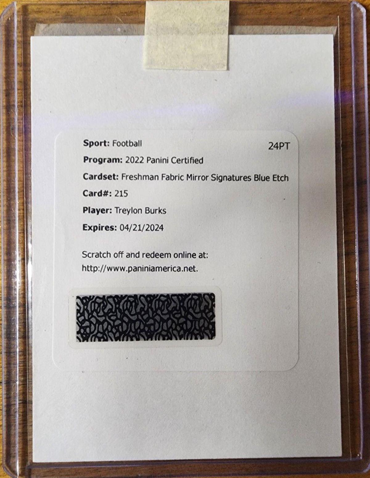 Treylon Burks [Freshman Fabric Signature Blue Etch] #215