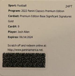 Josh Allen [Premium Significant Signature Gold] #9
