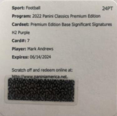 Mark Andrews [Premium Significant Signature H2 Purple] #7