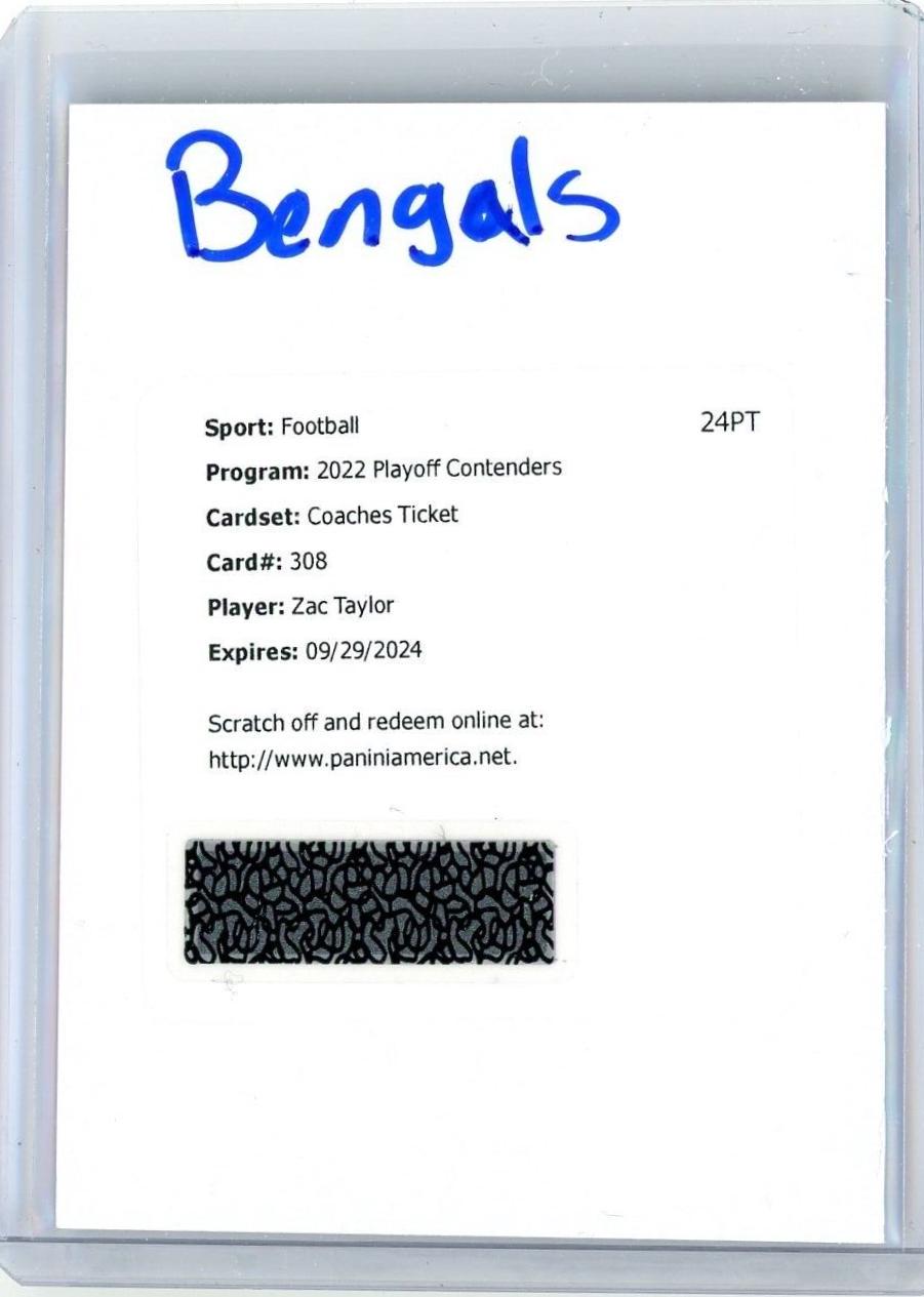 Zac Taylor [Coaches Autograph Ticket] #308