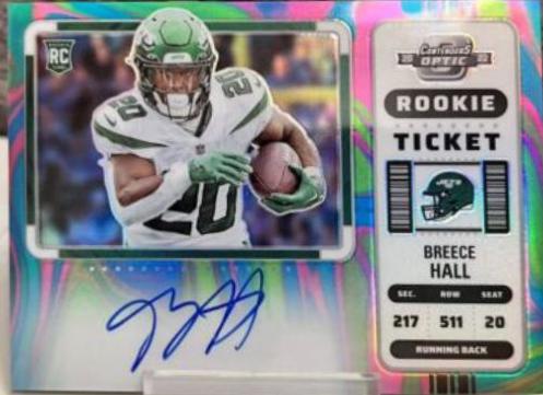 Breece Hall [SP Variation Rookie Ticket Autograph Neon Marble] #105