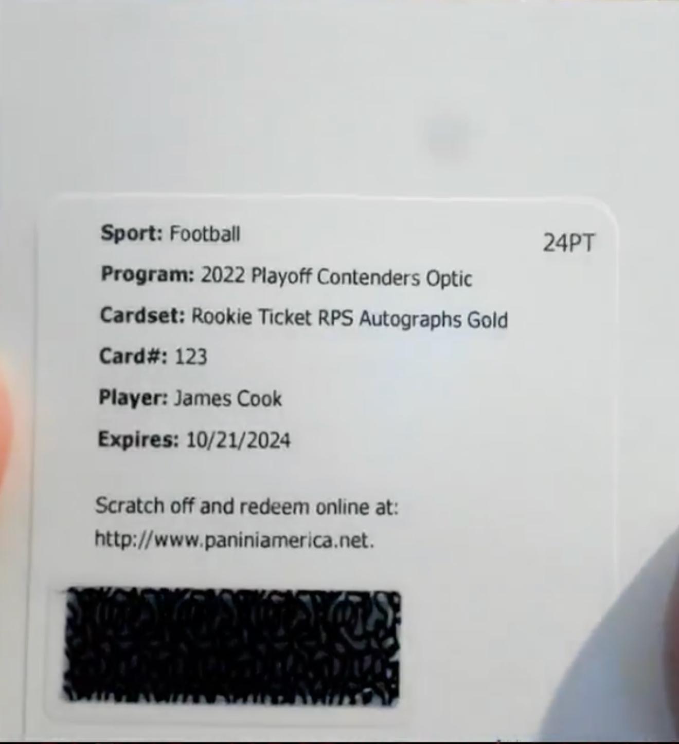 James Cook [Rookie Ticket Autograph Gold] #123