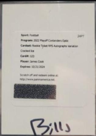 James Cook [SP Variation Rookie Ticket Autograph Cracked Ice] #123