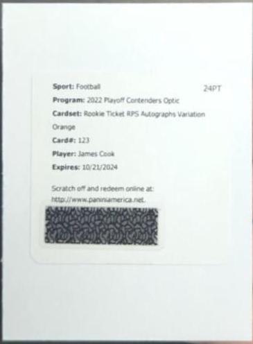 James Cook [SP Variation Rookie Ticket Autograph Orange] #123