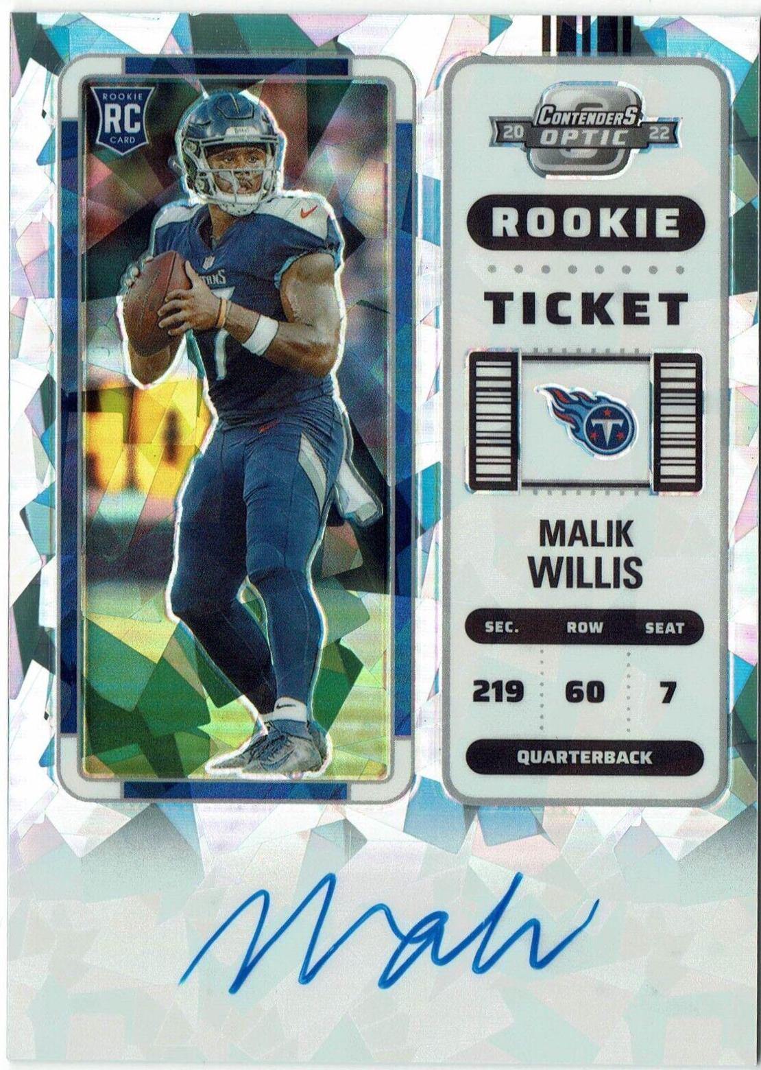 Malik Willis [Rookie Ticket Autograph Cracked Ice] #129