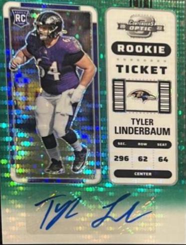 Tyler Linderbaum [Rookie Ticket Autograph Green Pulsar] #204