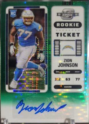 Zion Johnson [Rookie Ticket Autograph Green Pulsar] #207