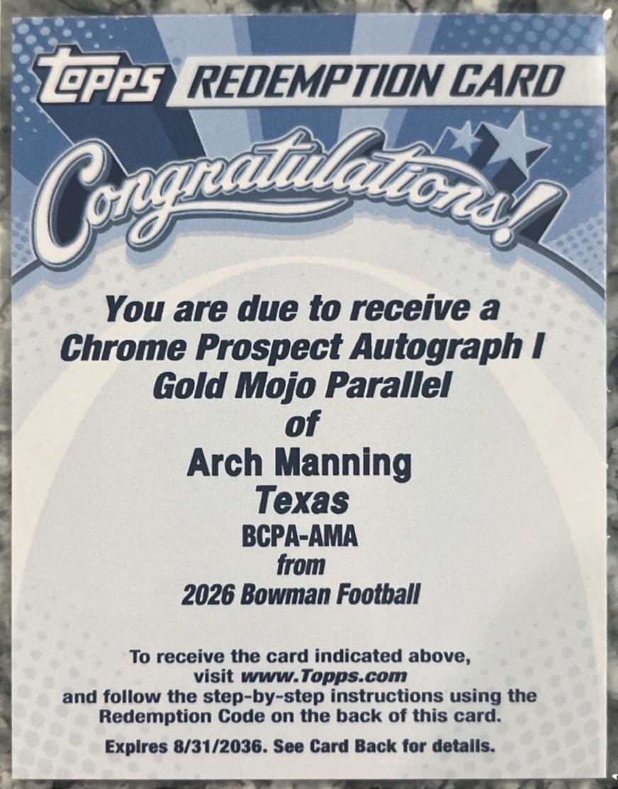 Arch Manning [Gold Mojo] #BCPA-AMA