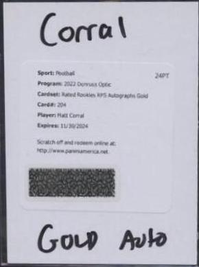 Matt Corral [Autograph Gold] #204