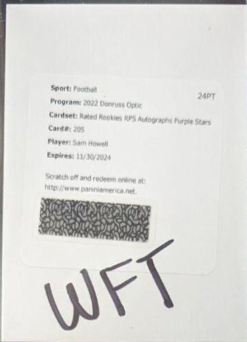 Sam Howell [Autograph Purple Stars] #205