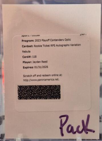 Jayden Reed [Nebula RPS Autograph Variation] #118