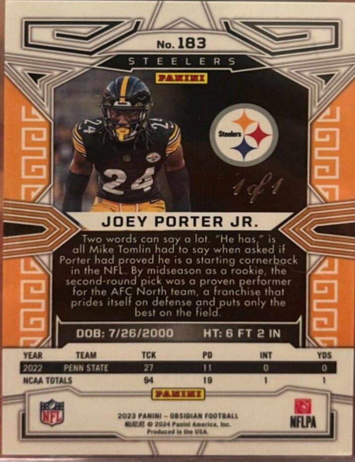 Joey Porter Jr. [Blue Finite Electric Etch] #183