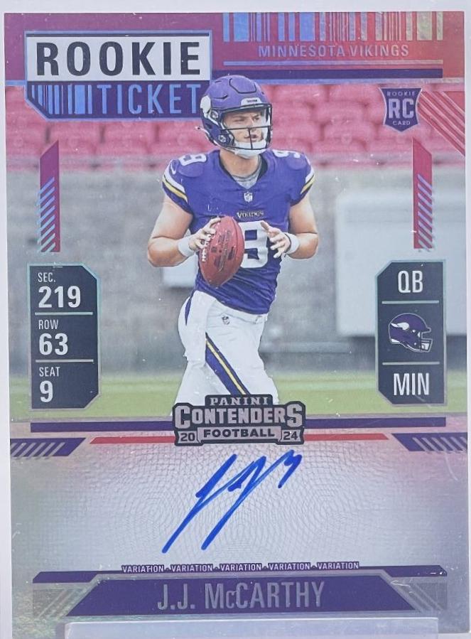 J.J. McCarthy [Red Zone Ticket FOTL Variation Autograph] #101