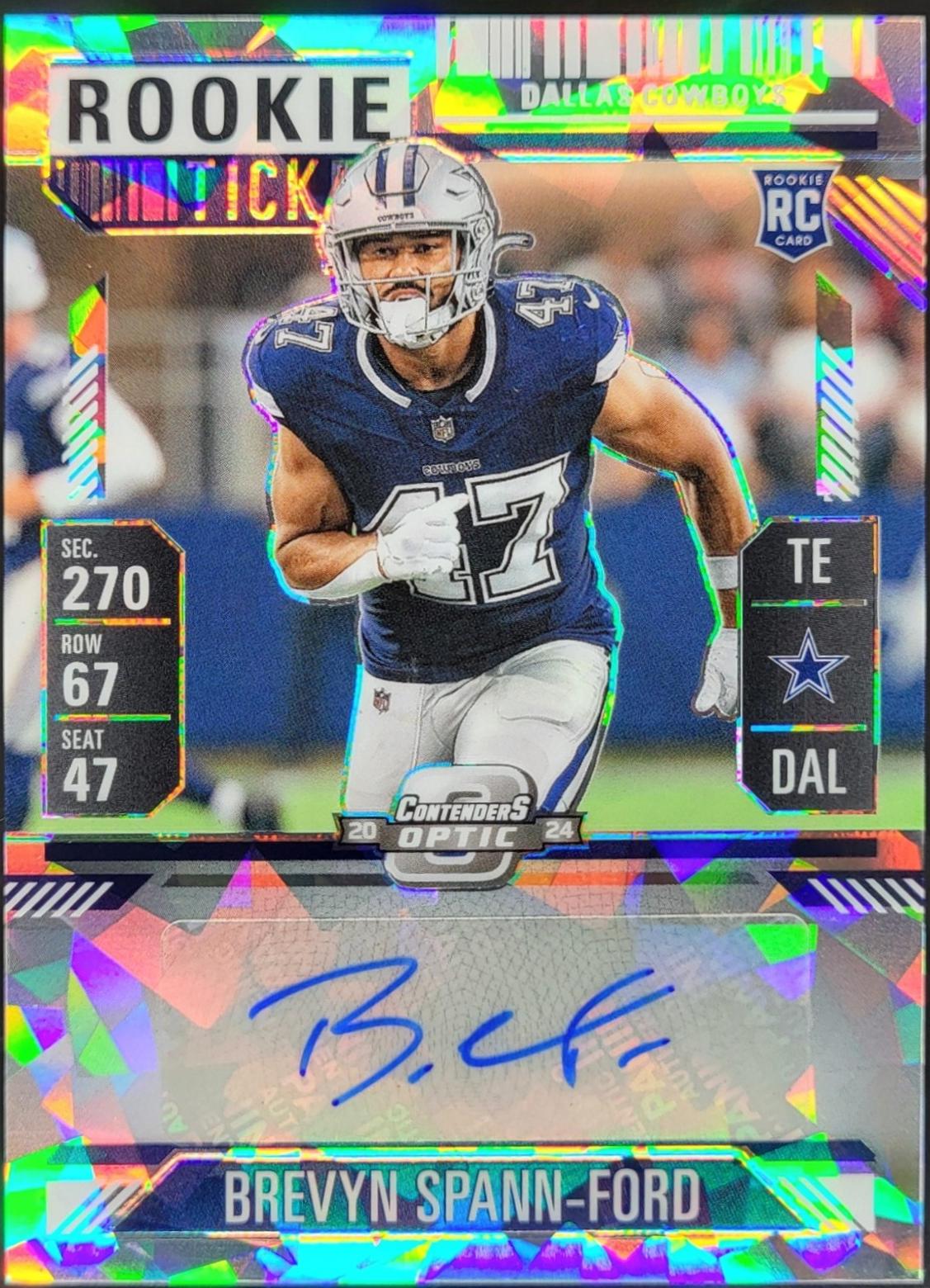 Brevyn Spann-Ford [Cracked Ice Rookie Ticket Autograph Silver] #175