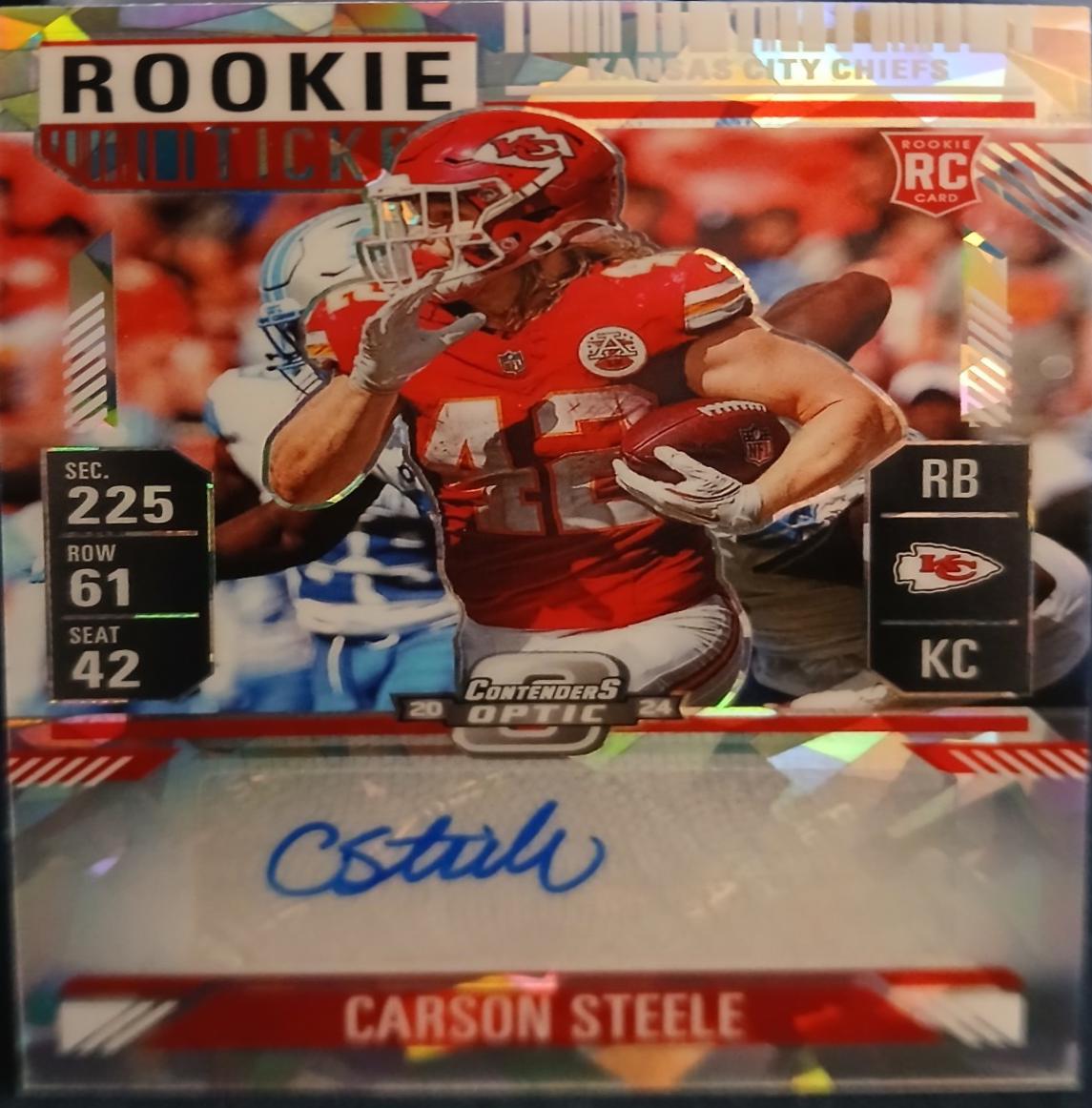 Carson Steele [Cracked Ice Rookie Ticket Autograph Silver] #184