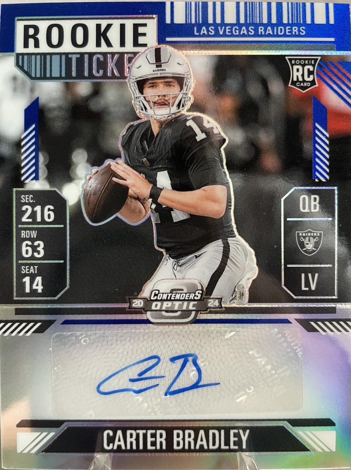 Carter Bradley [Blue Rookie Ticket Autograph Silver] #186
