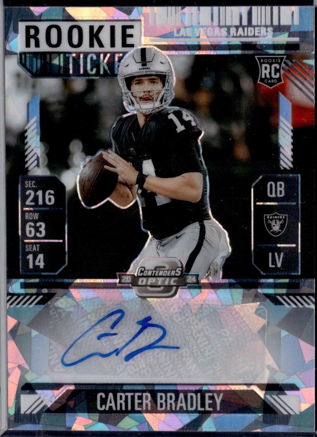 Carter Bradley [Cracked Ice Rookie Ticket Autograph Silver] #186